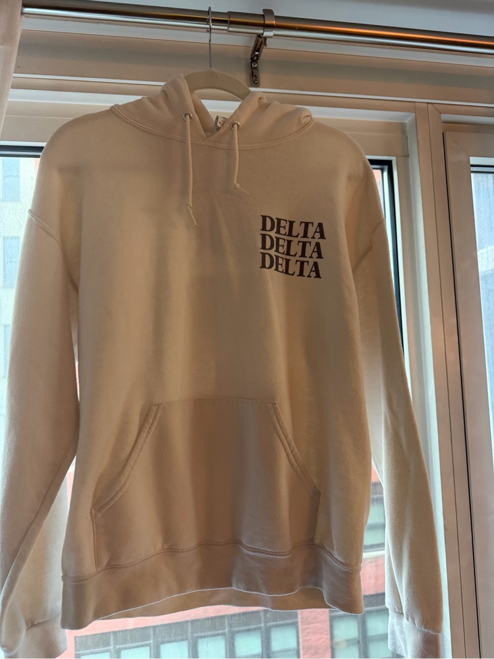 Jerzees Cream Delta Delta Delta Zip-Up Hoodie